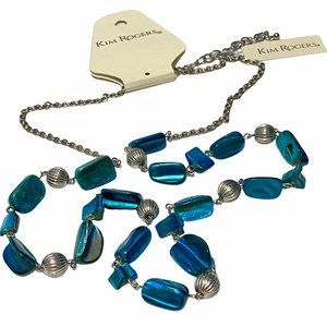 Kim Rogers TURQ Shell Chip & Bead Necklace 34" NWT
